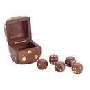 Dice Box With 5 Dice - Gold